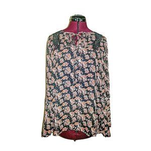 Violet & Claire Womens Top Blouse Size Large Keyhole Neck Bell Sleeves